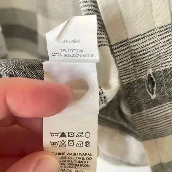 Lucky Brand Men’s Gray & White Striped Linen Shirt SZ XXL - Picture 4 of 8